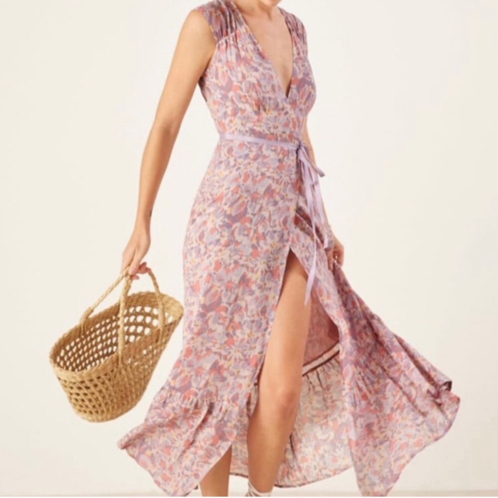 New Reformation Haven Carole Maxi Wrap Dress S